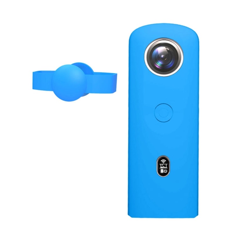 PULUZ Silicone Protective Case with Lens Cover for Ricoh Theta SC2 360 Panoramic Camera (Blue)