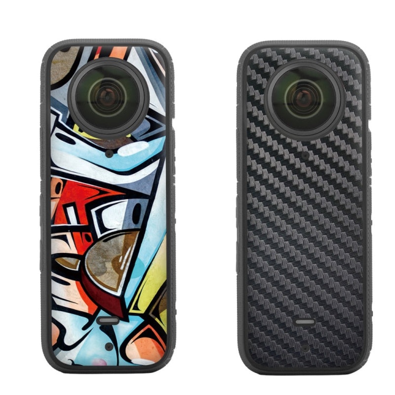 Sunnylife IST-TZ485 For DJI Insta360 X3 Panoramic Camera PVC Protection Scraper Film Stickers (Graffiti+Carbon Pattern Black)