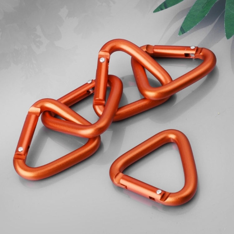 2pcs Triangle Carabiner Outdoor Camping Hiking Keychain Snap Clip Hook Kettle Buckle Accessories (Various Colors)