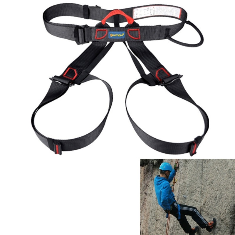 Climbing Harness Safe Seat Belt for Rock High Level Caving Climbing Adjustable Rappelling Equipment Half Body Guard Protect Black (One Size)