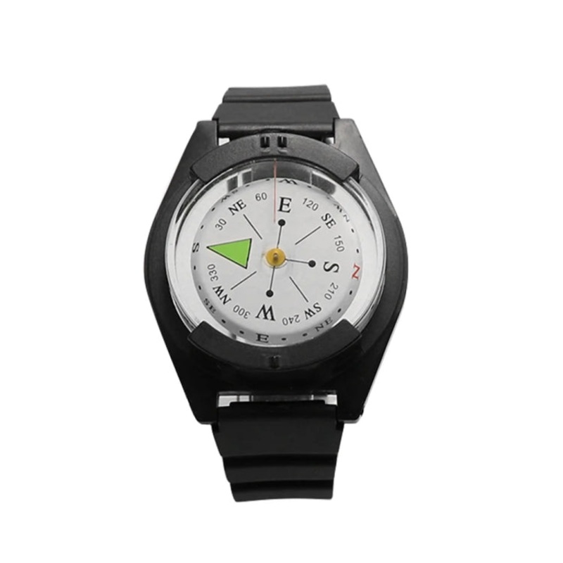 Silicone Strap Waterproof Portable Outdoor Wristwatch Style Compass (Black)